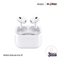 WiWU Airbuds Pro 2F ENC HF Sound with Silicone Case , Lanyard &amp;  1M Lightning Cable - White