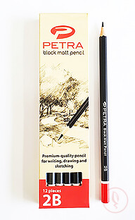 Petra Black Matt Pencil - 2B - 12 Pcs