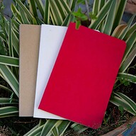 Yellowish Page Hand Made Kraft, Red &amp; Texture White Cover Notebook 3-Pack