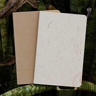 Yellowish Page Hand Made Texture Grey &amp; Kraft Cover Notebook 2-Pack