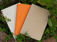 Yellowish Page Hand Made Texture Grey, Kraft &amp; Orange Cover Notebook 3-Pack