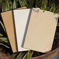 Yellowish Page Hand Made Texture Grey, Kraft &amp; Texture White Cover Notebook 3-Pack