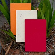 Yellowish Page Hand Made Texture Grey, Orange &amp; Red Cover Notebook 3-Pack