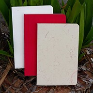 Yellowish Page Hand Made Texture Grey, Red &amp; Texture Whtie Cover Notebook 3-Pack