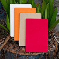 Yellowish Page Hand Made Kraft, Orange, Red &amp; Texture White Cover Notebook 4-Pack