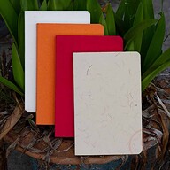 Yellowish Page Hand Made Texture Grey, Orange, Red &amp; Texture White Cover Notebook 4-Pack