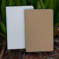 Yellowish Page Hand Made Kraft &amp; Texture White Cover Notebook 2-Pack