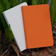 Yellowish Page Hand Made Orange &amp; Texture White Cover Notebook 2-Pack