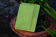 Tent Series Yellowish Page Hand Made Green Cover Notebook &amp; Explorer Notebook (Jute Handmade Green Board Cover) 2-Pack