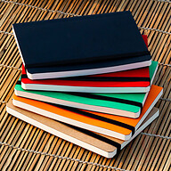Daily Journal Black, Kraft, Red, Orange &amp; Green Notebook with Elastic Band 5-Pack