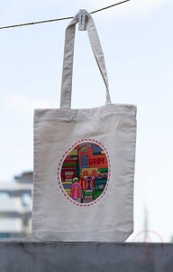 Sevendays Dhaka(Round) White Canvas Tote Bag