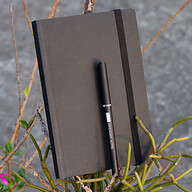 Daily Journal Dotted Black Notebook with Elastic Band with Pen
