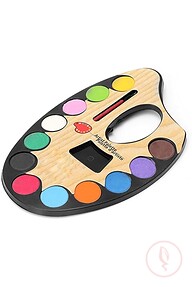 Kids Color Mixing Palette with 12 Pits and Integrated Water Colors (20*12 cm)