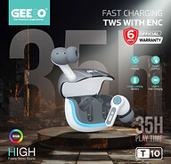 GEEOO T10 Fast Charging TWS with ENC (Gray And Black)