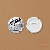 Dhaka Line White Button Pin Badge - 10 Pcs