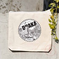 Sevendays Dhaka Line White (Round) Canvas Tote Bag