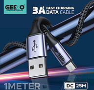 GEEOO DC25M 3A Fast Charging 1M Cable
