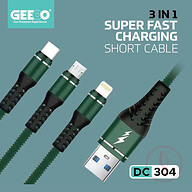 GEEOO DC304 3 in 1 Super Fast Charging Cable 30CM Long 5A Safe Charge