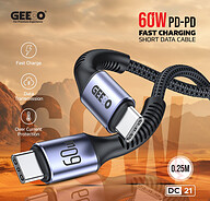 GEEOO DC21 60W Fast Charging Short (PD-PD) Data Cable