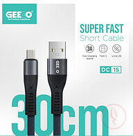 GEEOO DC15 Super Fast Charging (Type-C) 30CM Short Cable 3A Safe Charge