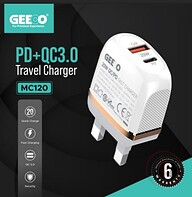 GEEOO MC120 PD+QC3.0 20W Fast Travel (Type-C) Charger (1M Cable)