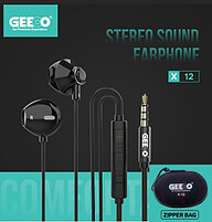 GEEOO X12 Powerful Sound Experience Earphone With Zipper Bag