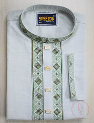 Sreezon Premium Panjabi White green( হোয়াইট গ্রীন)