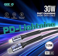 GEEOO DC22 30W Fast Charging Short (PD-L) Data Cable