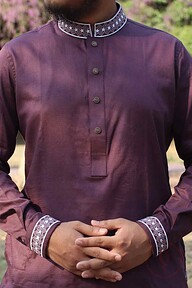 Classic Dark Raspberry Cotton Panjabi