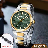 CURREN 8439 Stainless Steel Fashion Quartz Man For- Golden/Green