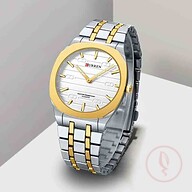CURREN 8444 Stainless Steel Ultra Thin Quartz Fashion Watch Men For-Silver/White