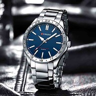 CURREN 8452 Luminous Stainless Steel Quartz Fashion Watch Men For -Silve and Blue