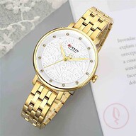 CURREN 9046 Ladies Chain Quartz Watch- Gold/White