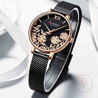 Curren 9065 Quartz Watch Luxury Brand Stainless Steel for Women-Black