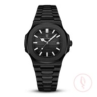 POEDAGAR 613 Luxury Stainless Steel Square Quartz Men's Watch-  Black