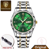 POEDAGAR 615 Luxury Fashion Luminous Date and Day Quartz Men's Watch - green
