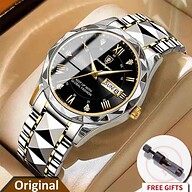 POEDAGAR 615 Luxury Fashion Luminous Date and Day Quartz Men's Watch - white and black