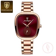POEDAGAR 783 Luxury Elegant Women's Watch - Rose Gold and Maroon