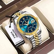 POEDAGAR 910 Luxury Fashion Luminous Quartz Men's Watch - Silver  Blue And Golden