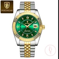 POEDAGAR 910 Luxury Fashion Luminous Quartz Men's Watch - Silver Green And Golden