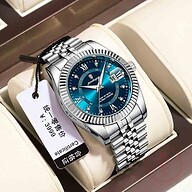 POEDAGAR 910 Luxury Fashion Luminous Quartz Men's Watch - Silver Blue