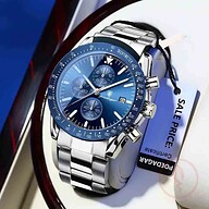 POEDAGAR 988 Luxury Chronograph Men’s Watch - Silver And Blue