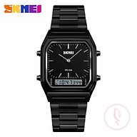 SKMEI 1220 Stainless Steel Dual Time Luxury Watch For Men -Black
