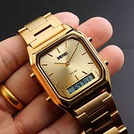 SKMEI 1220 Stainless Steel Dual Time Luxury Watch For Men -Gold