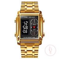 SKMEI 1868 Multiple Time Digital Analog Mens Watch For- Gold