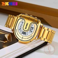 SKMEI 2298 Digital Stainless Steel Luminous Men's Watch - Golden
