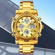 Skmei 1389 Stainless Steel Digital Men's Watch - Gold