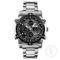 Skmei 1389 Stainless Steel Digital Men's Watch - Silver And Black