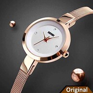 Skmei 1390 Stainless Steel Waterproof Quartz Watch Women For- Rose Gold