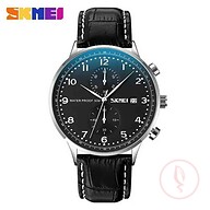 Skmei 9301 Leather Quartz Fashion Watch Men's For- Black